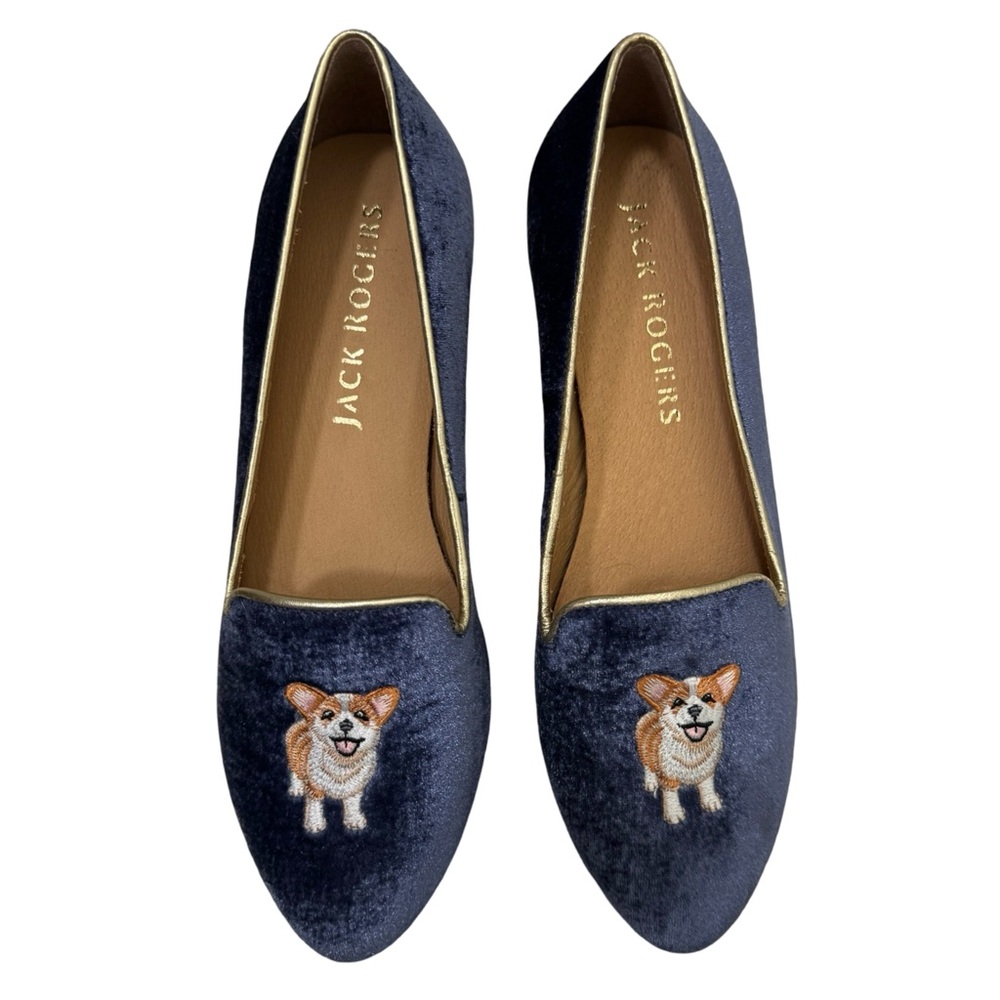 Jack Rogers Embroidered Corgi Dog Blue Velvet
Loafers Womens 7 Never Worn!